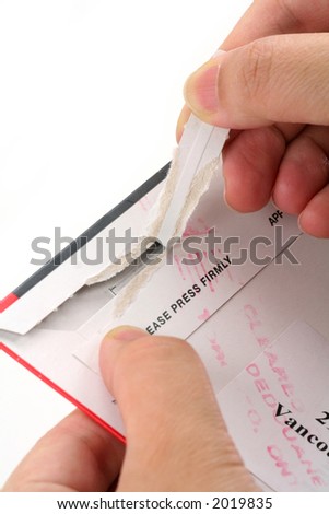 hand opening an express mail