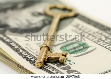 gold key and dollars, concept of success