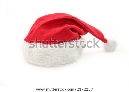 Santa furry red  hat with white background
