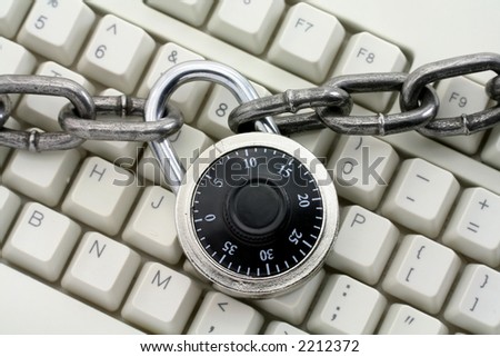 chain and keyboard,concept of computer safety