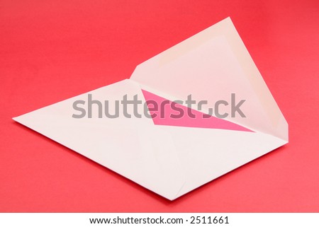 white envelope with red background