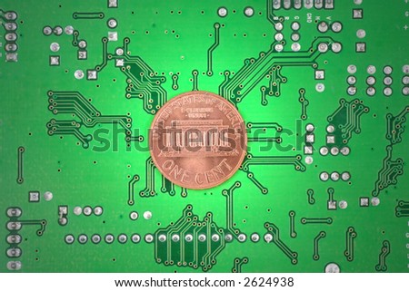 us dollars and circuit board, concept of concept online business