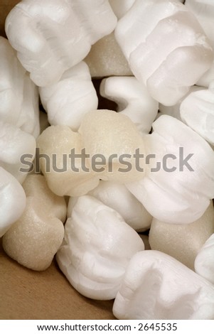 styrofoam packing peanuts close up shot