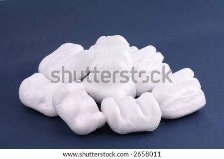 styrofoam packing peanuts close up shot