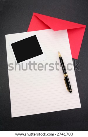 letter paper and red envelope, communication concept