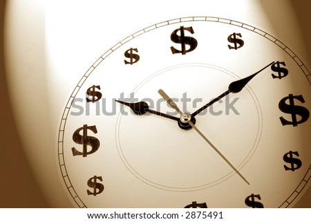 clock and dollar sign, concept of time is money