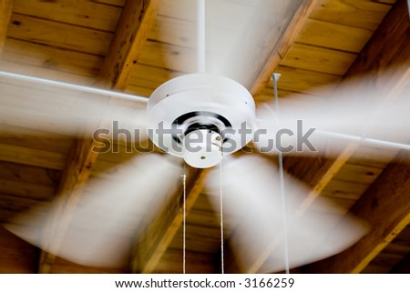 ceiling fan in a old wooden house