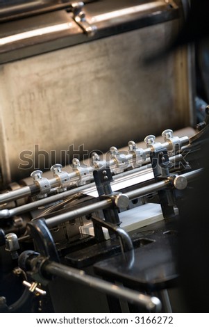 old printing machine close up