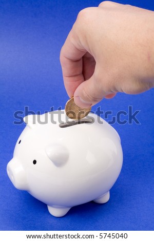 Piggy Bank with blue background