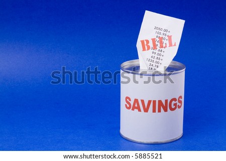 Coin Bank and bills, concept of financial problem, Bankruptcy