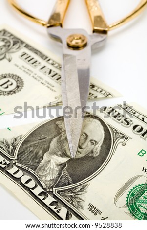 Cutting dollars, concept of Finance Problems, Recession