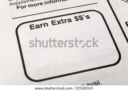 newspaper earn extra dollars ad, Employment concept