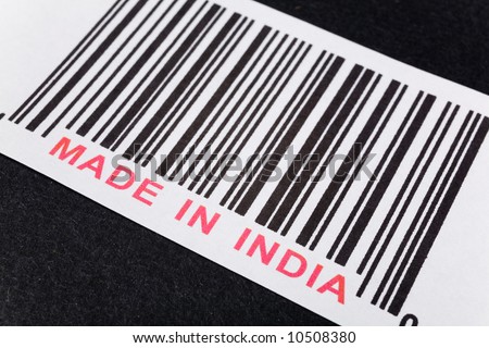 Made in India and barcode, business concept
