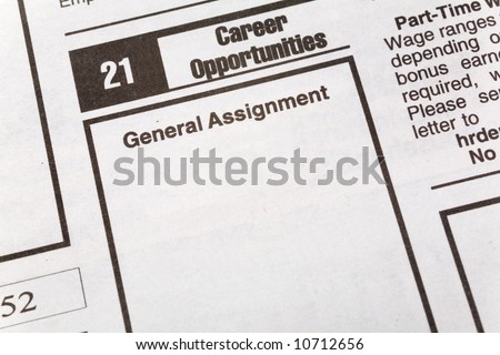 newspaper employment ad, Career Opportunities, Employment concept