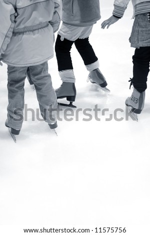 Children are Learning Ice-skating at Ice Rink