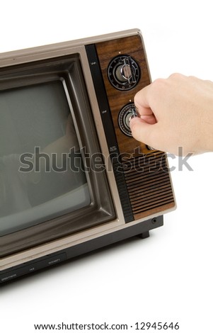 Old-fashioned Television with white background