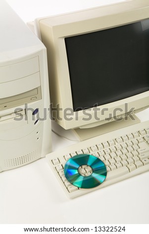 Desktop Computer and CD-ROM Drive close up shot