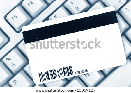 Plastic Digital Data Card and keyboard close up