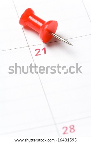 Calendar and Thumbtack close up shot for background