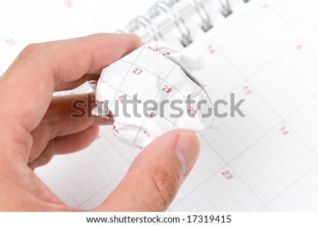 Calendar paper ball, concept of time planning, Wasting Time, Unorganized