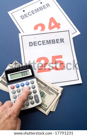 Calendar Christmas day and dollar, concept of holiday shopping