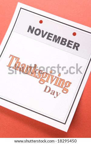 november calendar thanksgiving. stock photo : Thanksgiving Day