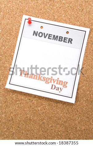 Thanksgiving Day, calendar date in November for background