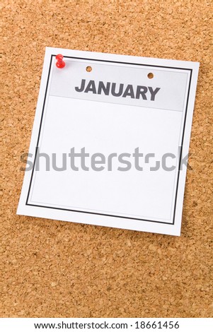 Blank Calendar, January, close up for background