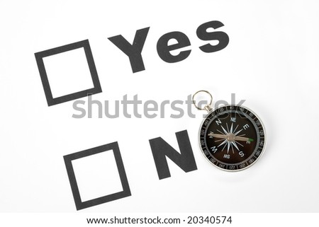questionnaire and compass, concept of decision