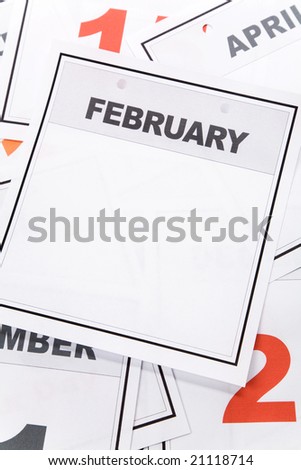 Blank Calendar, February, close up for background