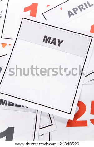 Blank Calendar, May, close up for background