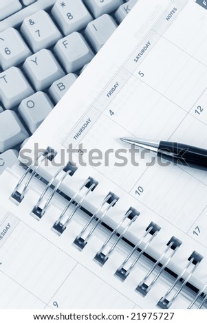 calendar and computer keyboard close up