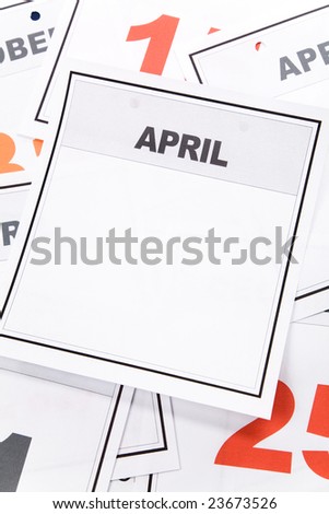 Blank Calendar, April, close up for background