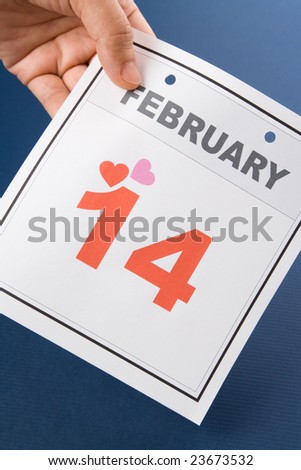 Valentine\'s Day, calendar date February 14 for background