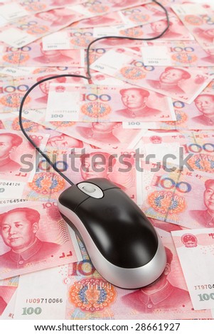 Chinese money and Computer Mouse, Business Concept