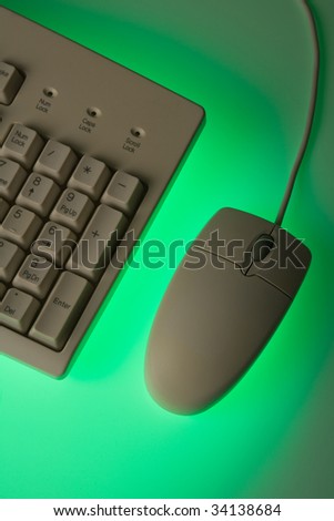 computer keyboard and mouse close up shot
