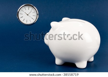 Piggy Bank and clock, Business concept