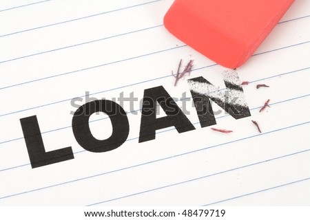 eraser and word loan, concept of Reduce loan