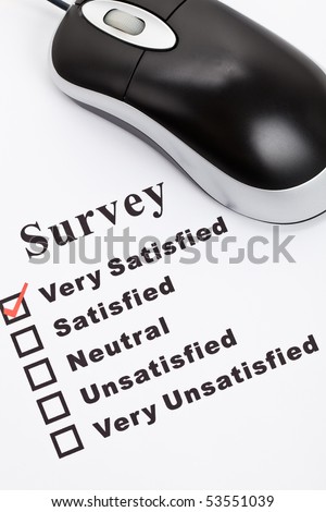 Survey, questionnaire and computer mouse, business concept