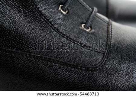 Black Leather shoes close up