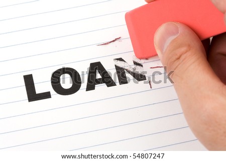 eraser and word loan, concept of Reduce loan