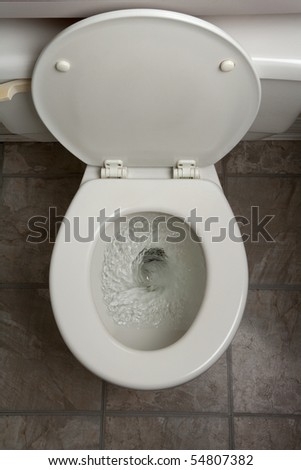 Toilet, Flushing Water, close up