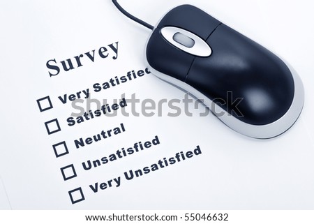 Survey, questionnaire and computer mouse, business concept