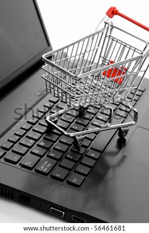 Shopping Cart and Computer keyboard, concept of online shopping