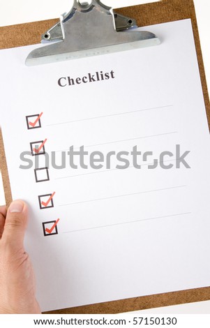 Checklist and Clipboard with white background