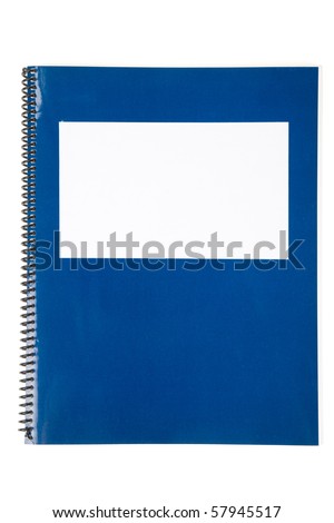 Blue school textbook, notebook or manual with white background