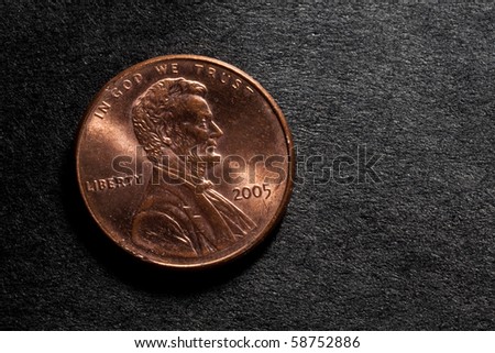 US Penny with Black Background