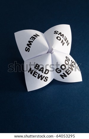 Paper Fortune Teller, Good News; Bad News; No News; News, concept of business decision