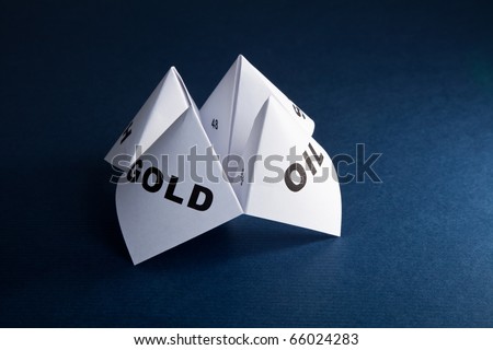 Paper Fortune Teller, Gold; Oil, concept of business decision