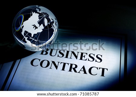 Globe and Business Contract, concept of Global Business
